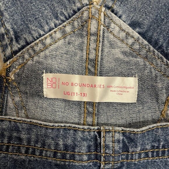 No Boundaries Women Sz L (11-13) Blue Denim Overall Shortalls NWT - Picture 6 of 12